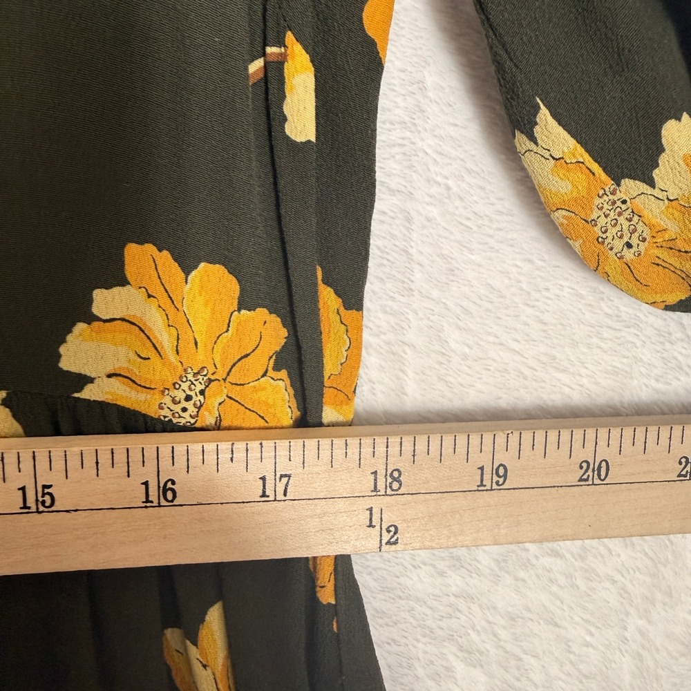 Madewell Olive Green Yellow Fall Floral Tiered Button Front Maxi Dress M - Picture 7 of 8